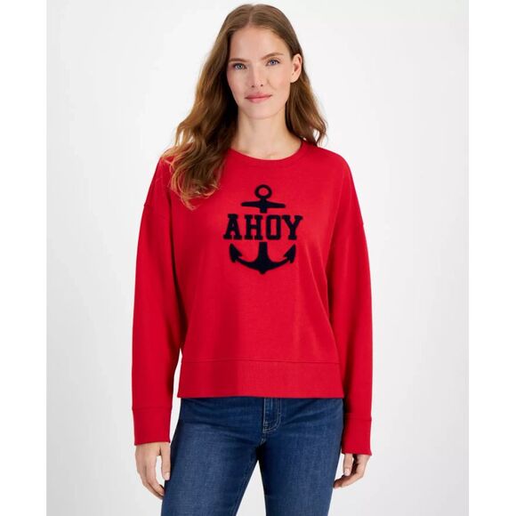 Nautica Jeans Sweaters - Nautica Jeans Women's Top Sweater Sz L Ahoy Anchor Crewneck